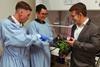 Low-Res_A mint idea Dr Andrew Hayes,  PhD candidate, Trong Quan Luu and Professor Vasilev in the lab with some mint