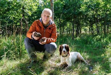 Low-Res_1. Professor Paul Thomas and truffle dog, Tweed