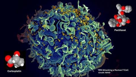 Low-Res_Chemotherapy Drugs Alongside HIV Attacking a T Cell (002)