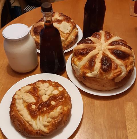 Russian homemade foods served alongside Kefir