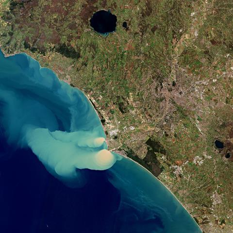 Sediment plume at sea