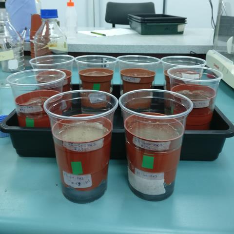 Some Greek and Spanish soils after a lab drought event.