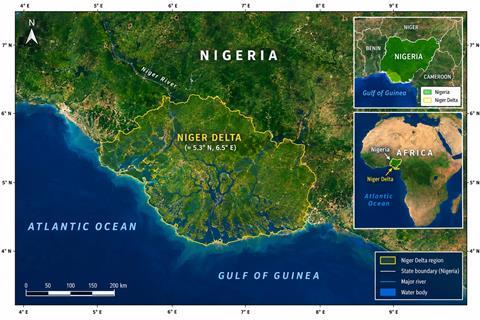 Niger Delta Satellite Cartographic Map